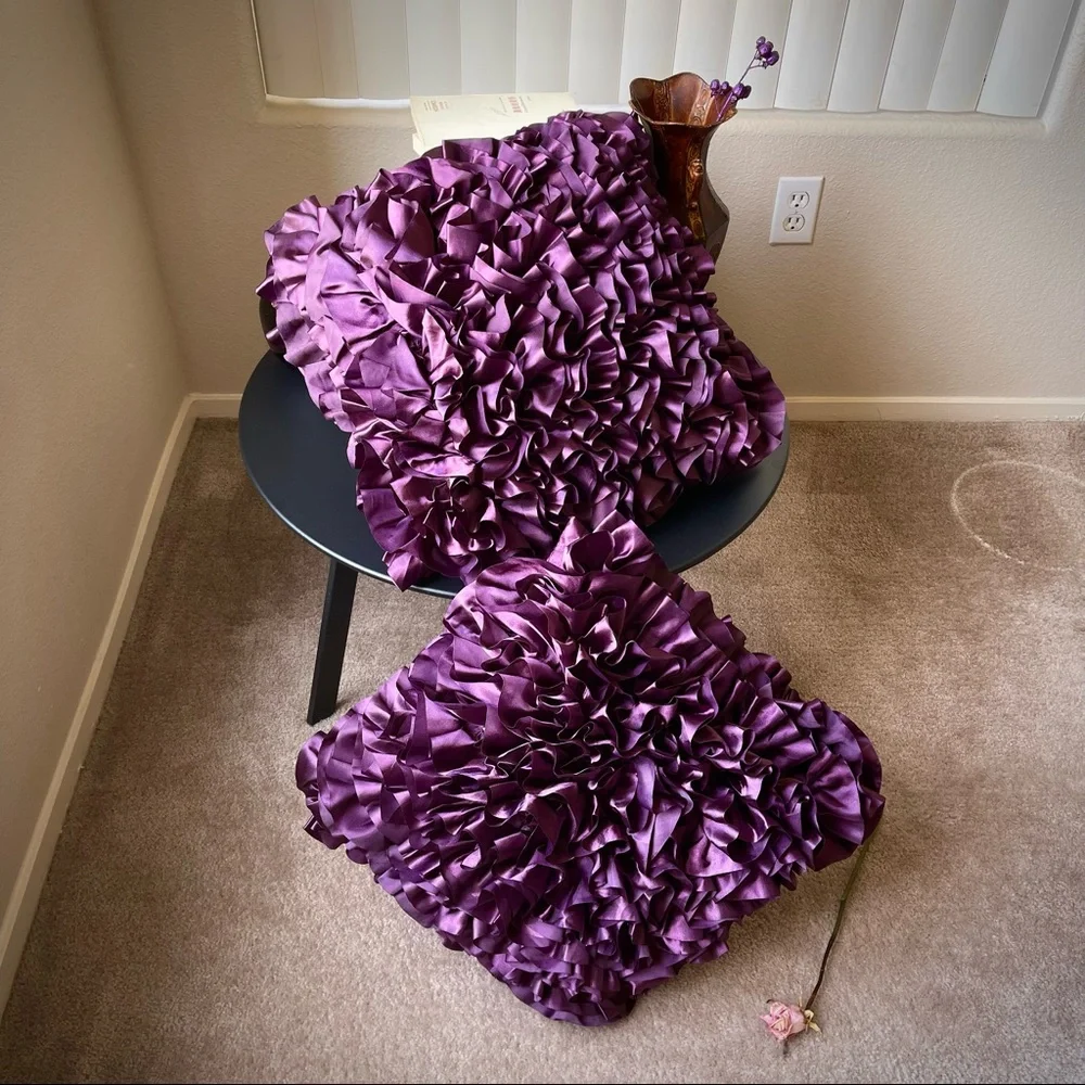 Set of 2 price firm Surya Prom Purple Ruffled Pillow 20x20x4, Down Fill